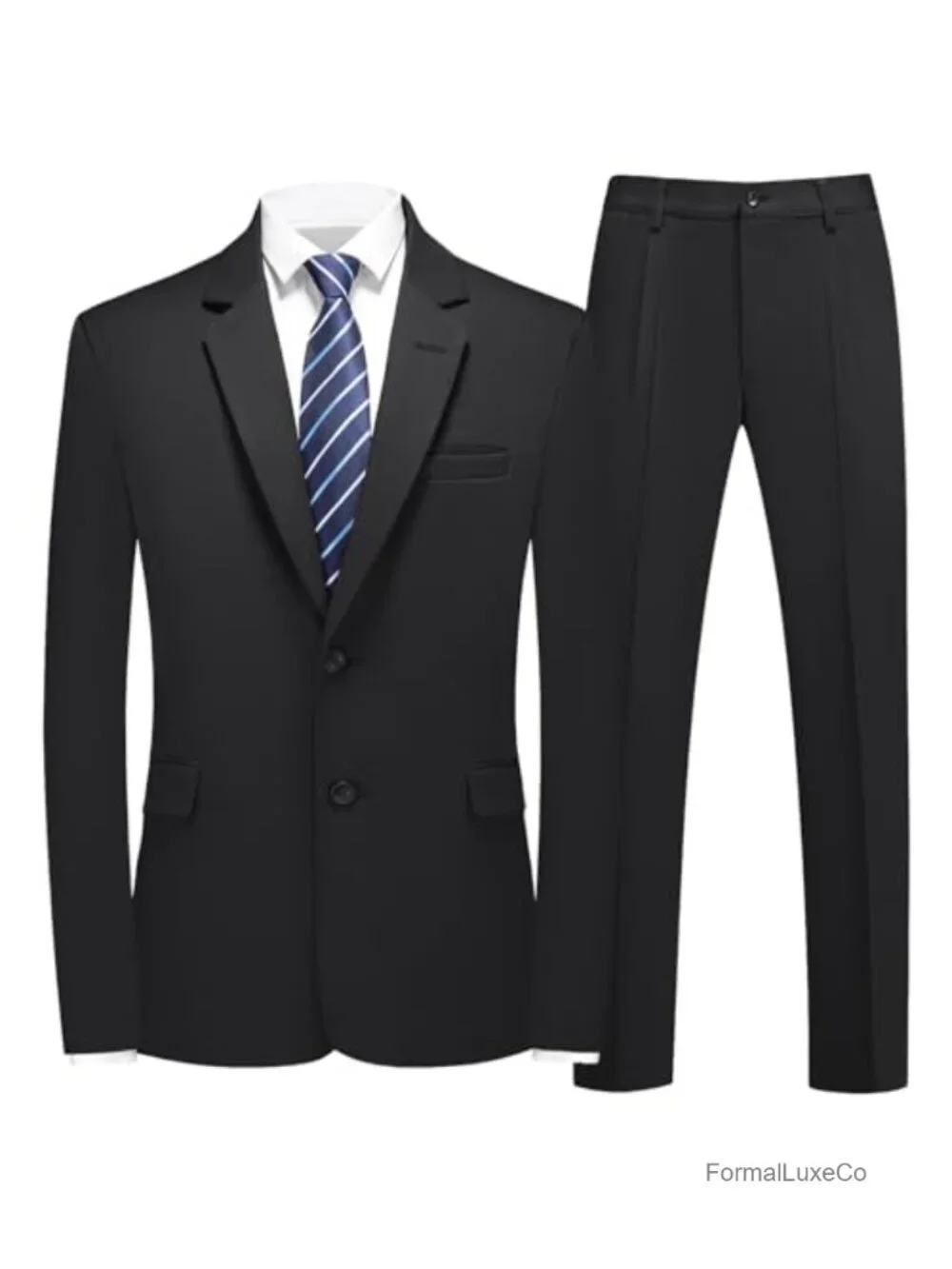 Men's Classic Fit 2-Piece Suit Notch Lapel Two Button Flap Pocket Business